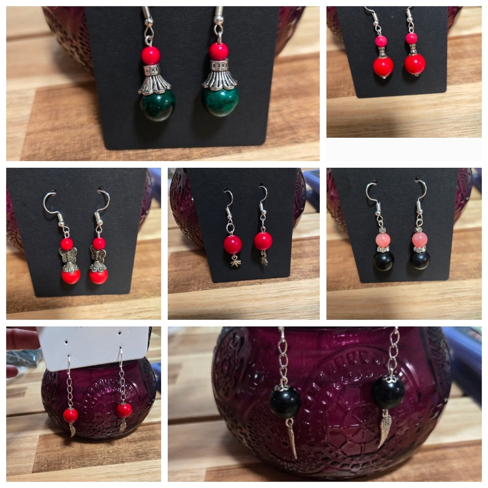 Beautiful Handmade Natural Stone Boho Dangle Earrings